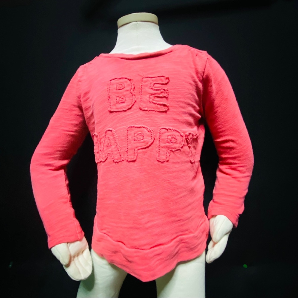 Be Happy, Coral, long sleeve, toddler, girls,